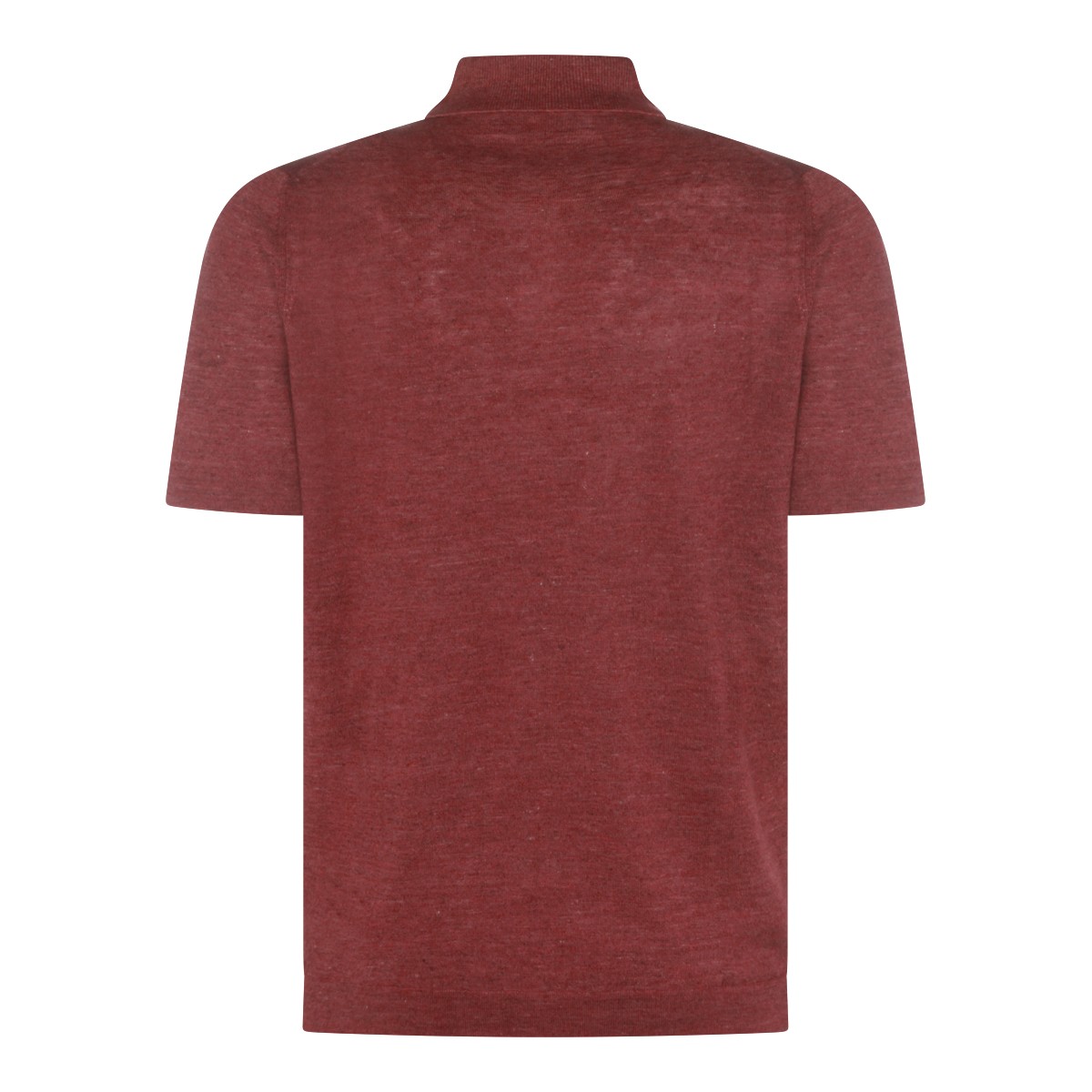 RED LINEN COTTON BLEND POLO SHIRT