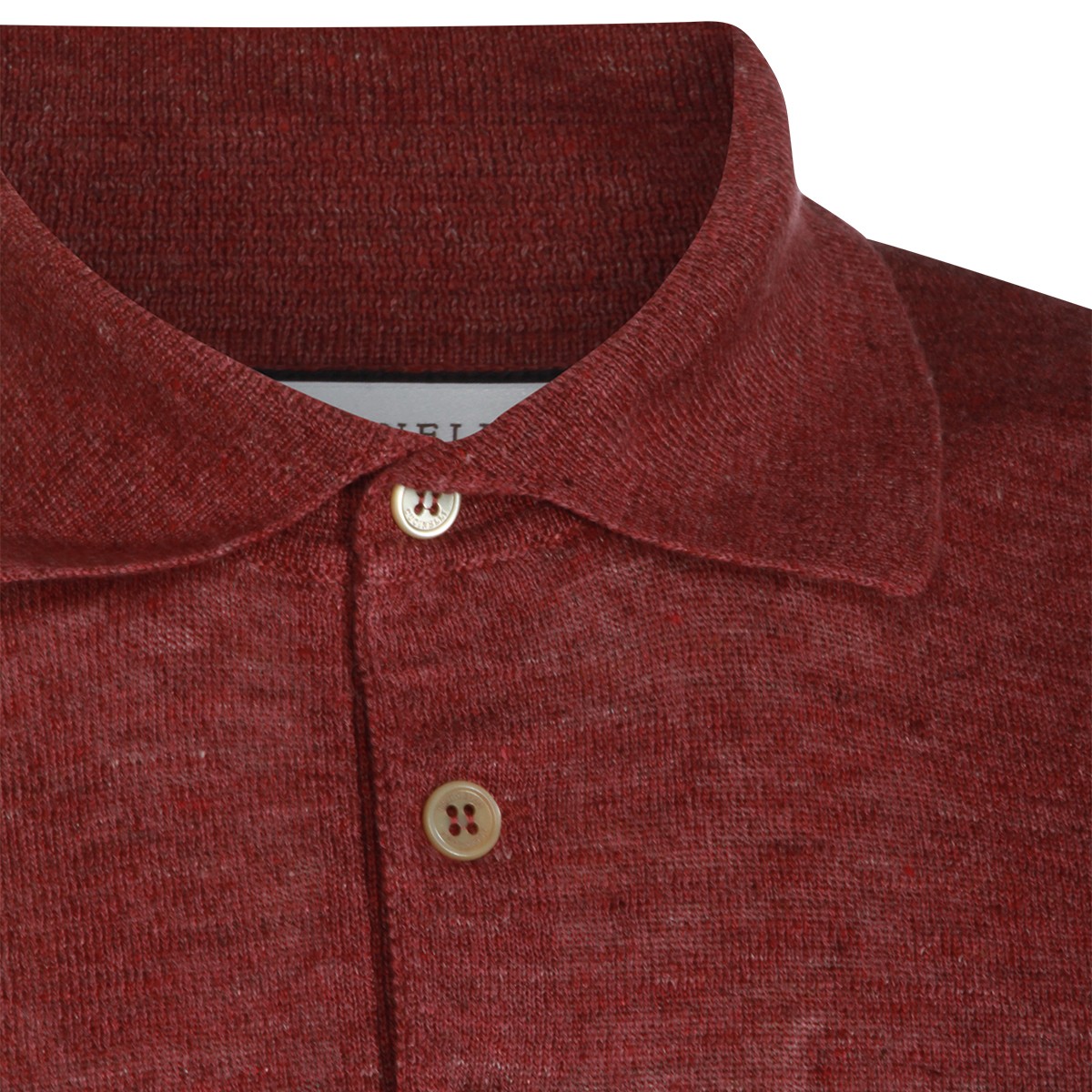 RED LINEN COTTON BLEND POLO SHIRT
