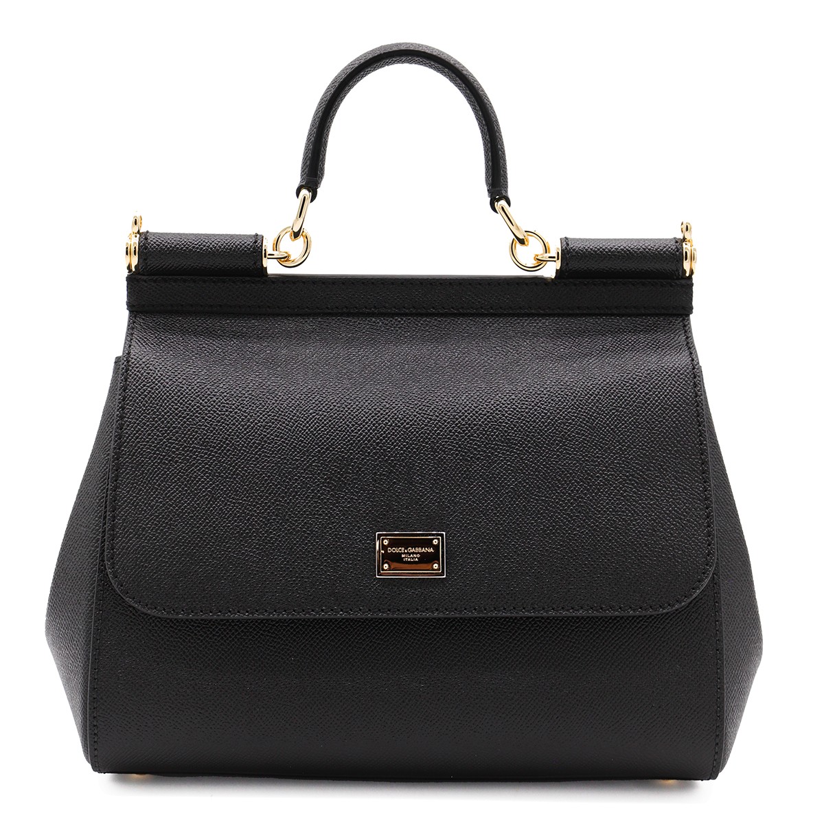 BLACK LEATHER SICILY BIG TOP HANDLE BAG