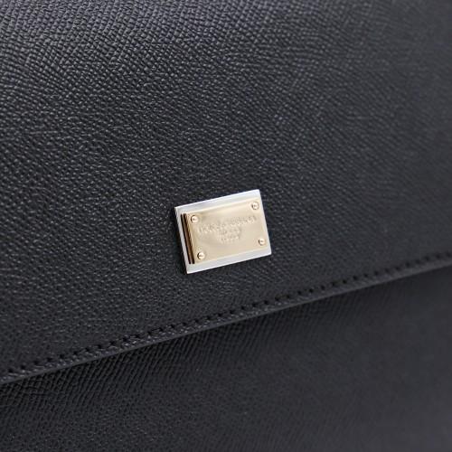 BLACK LEATHER SICILY BIG TOP HANDLE BAG