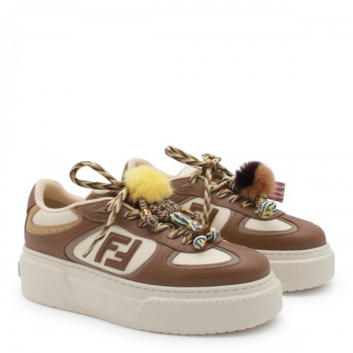 BROWN AND WHITE LEATHER MATCH SNEAKERS