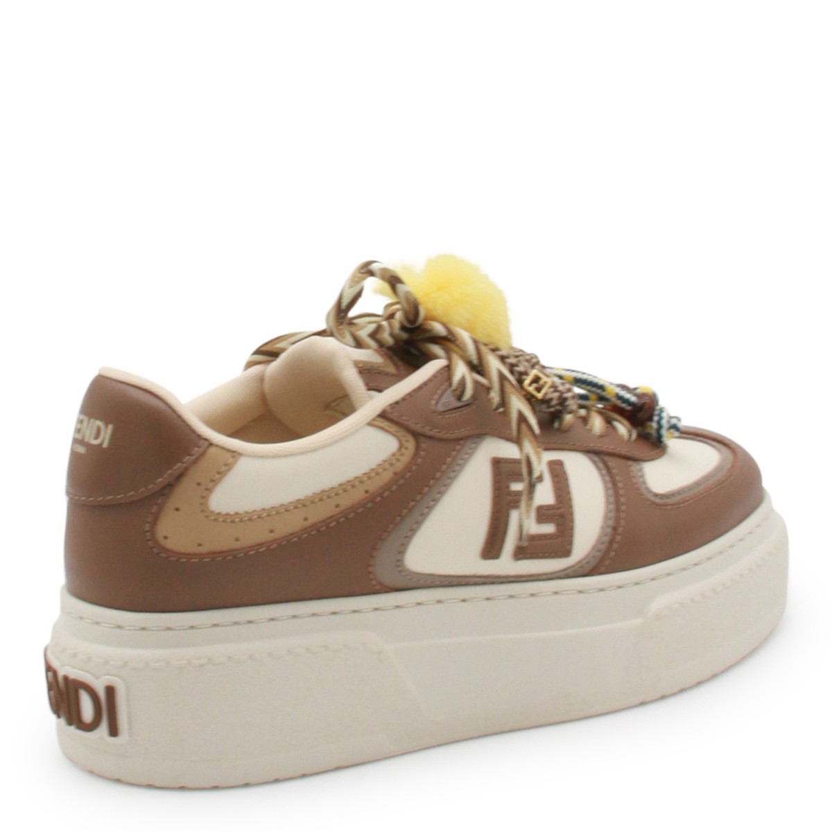BROWN AND WHITE LEATHER MATCH SNEAKERS