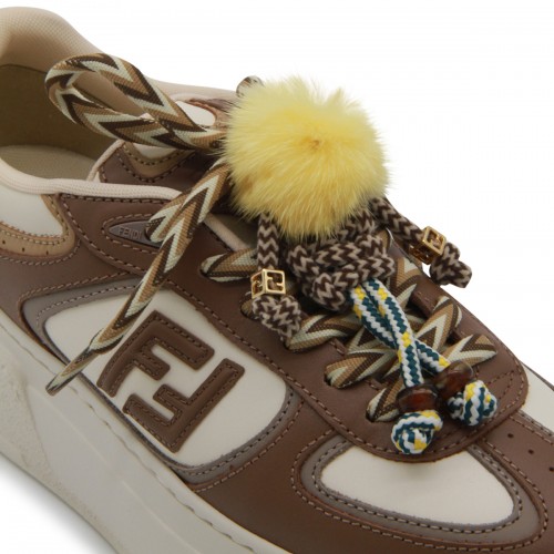 BROWN AND WHITE LEATHER MATCH SNEAKERS