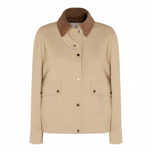 BEIGE COTTON CASUAL JACKET