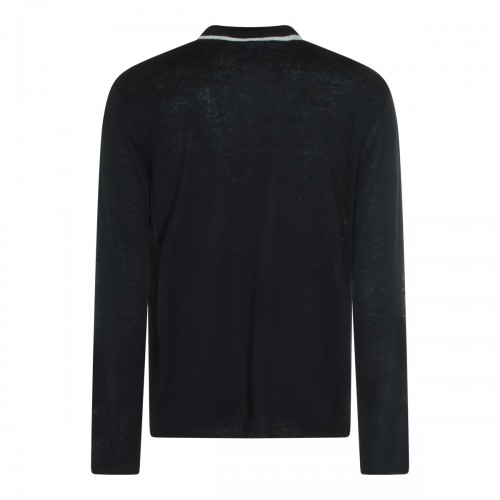 NAVY LINEN SILK BLEND POLO... 2