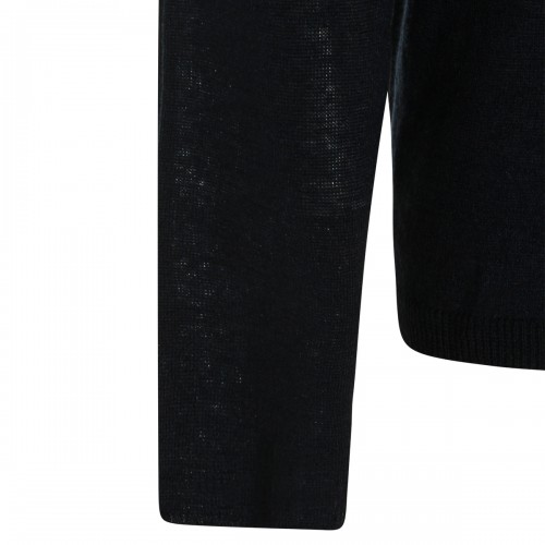 NAVY LINEN SILK BLEND POLO SHIRT