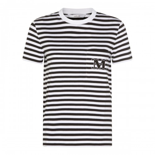 WHITE AND BLACK COTTON T-SHIRT