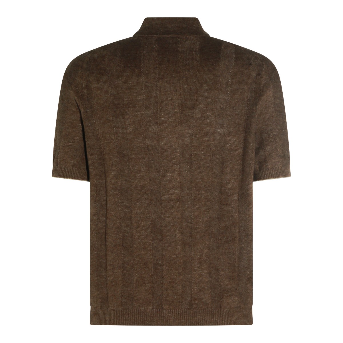 BROWN LINEN COTTON BLEND SHIRT