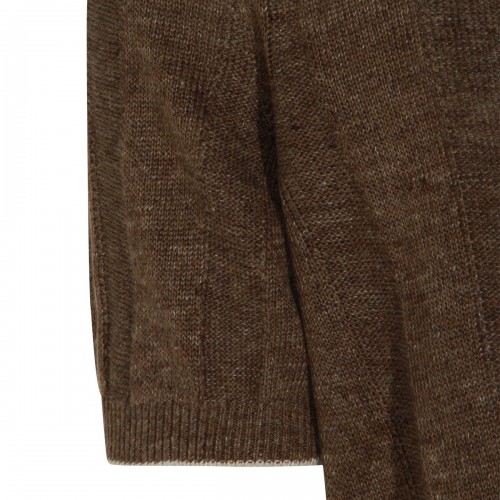 BROWN LINEN COTTON BLEND SHIRT