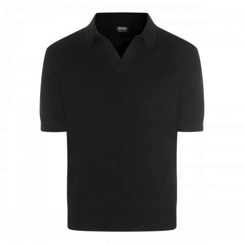 BLACK COTTON POLO SHIRT