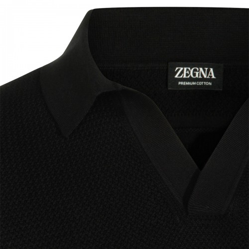 BLACK COTTON POLO SHIRT