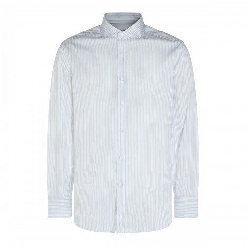 WHITE AND LIGHT BLUE COTTON SHIRT