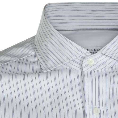 WHITE AND LIGHT BLUE COTTON SHIRT