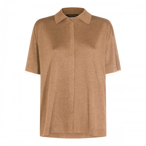 BROWN VISCOSE POLO SHIRT