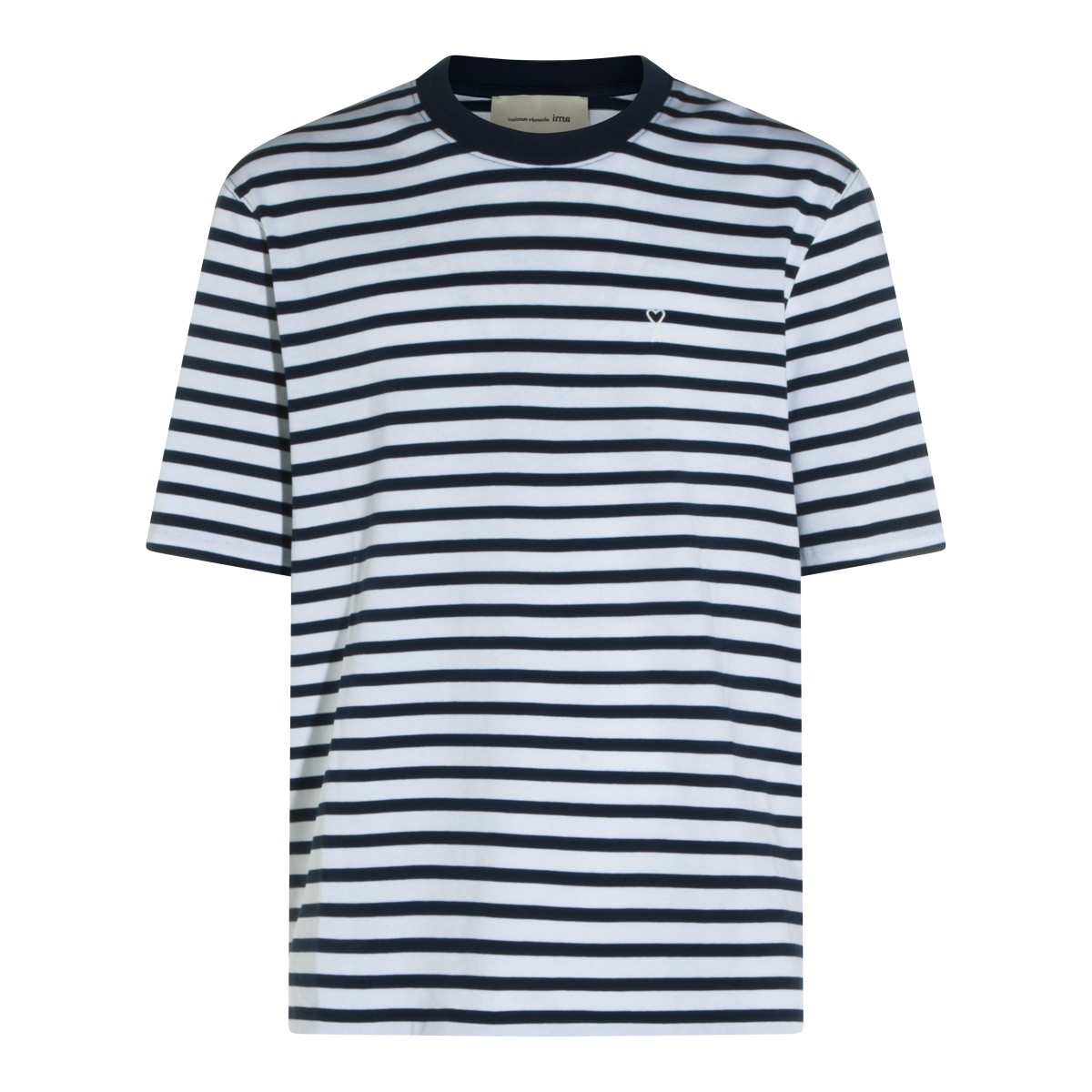 WHITE AND BLUE COTTON T-SHIRT