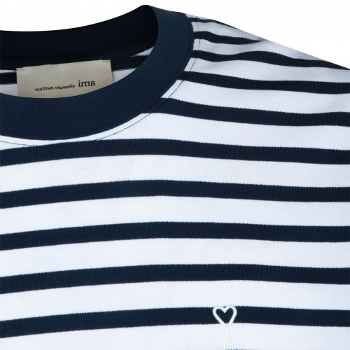 WHITE AND BLUE COTTON T-SHIRT