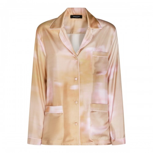 BEIGE AND PINK SILK SHIRT