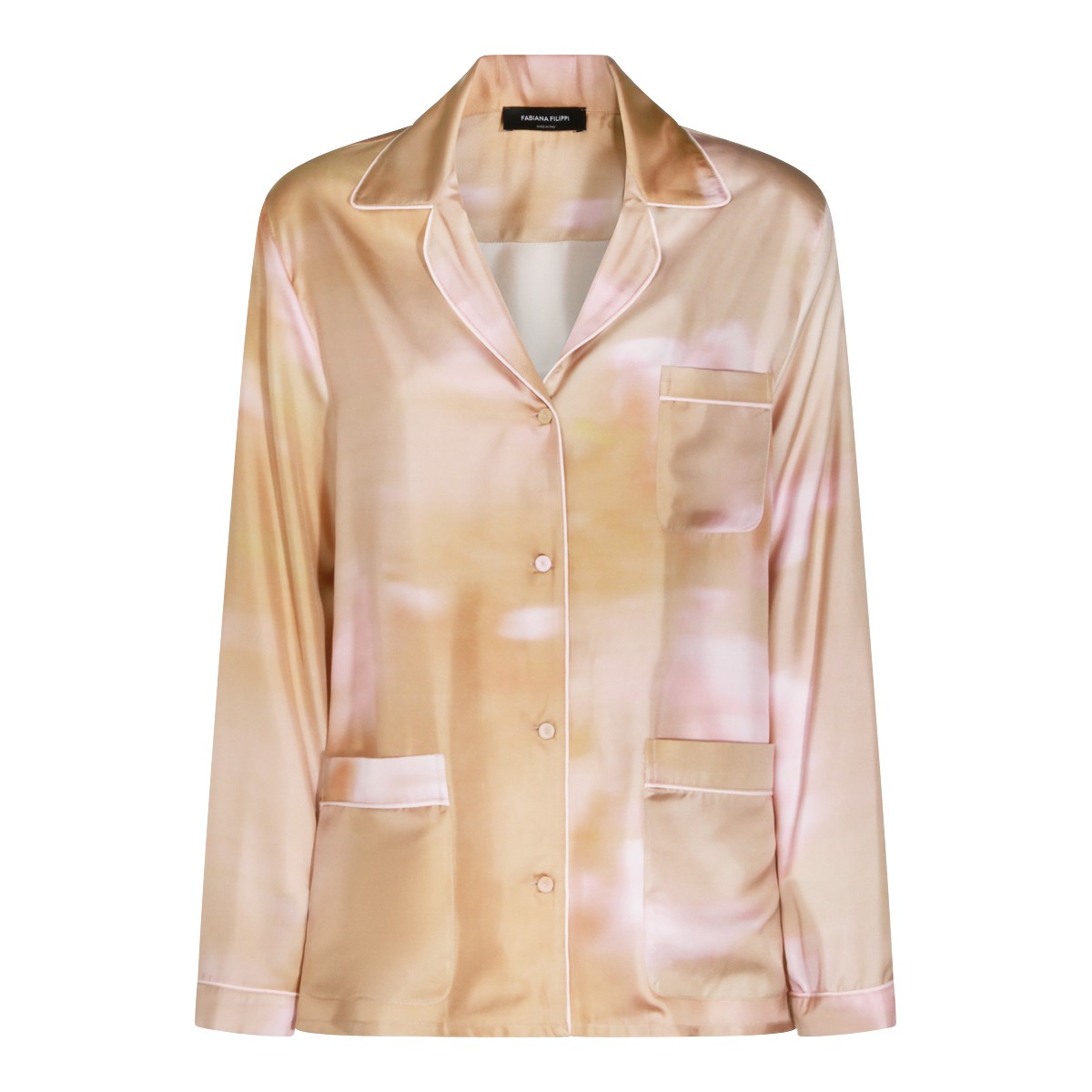 BEIGE AND PINK SILK SHIRT