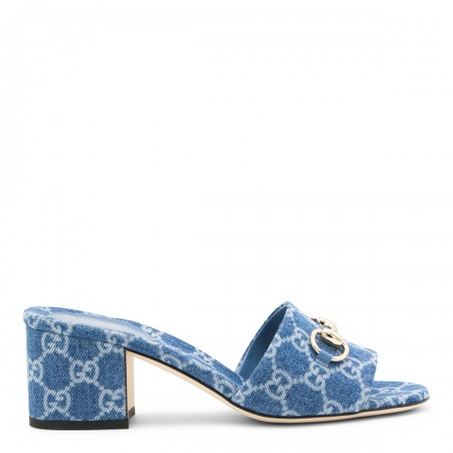 BLUE COTTON DENIM SANDALS