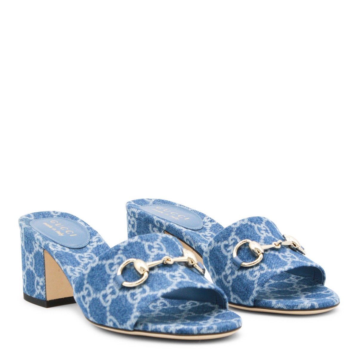 BLUE COTTON DENIM SANDALS