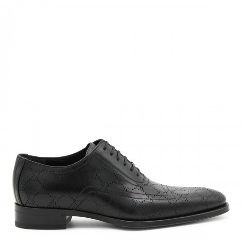BLACK LEATHER LACE UP SHOES
