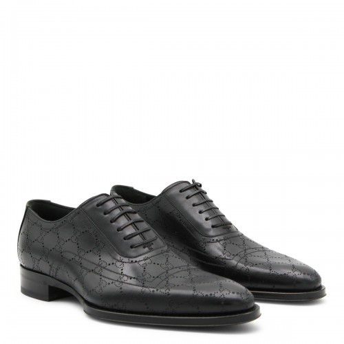 BLACK LEATHER LACE UP SHOES 2