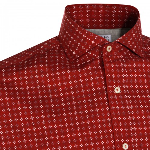 RED COTTON CHECK SHIRT