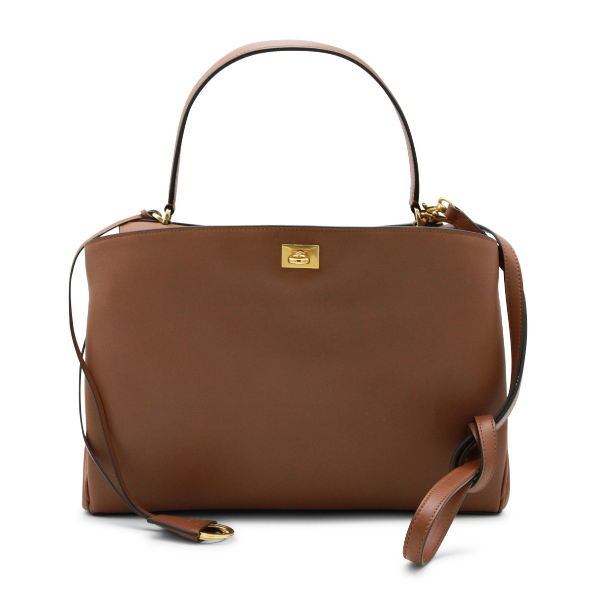 BROWN RODEO M LEATHER TOP HANDLE BAG