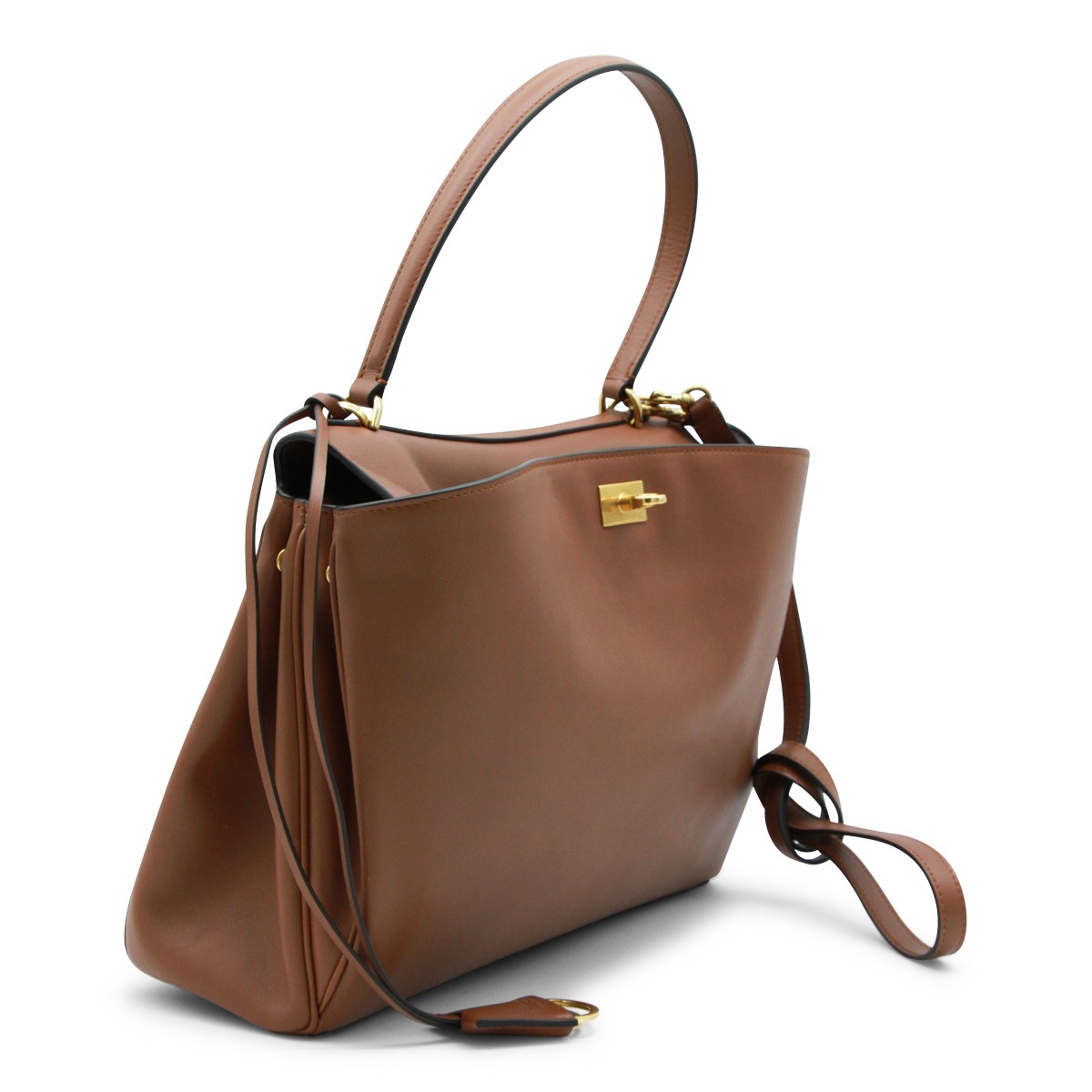 BROWN RODEO M LEATHER TOP HANDLE BAG