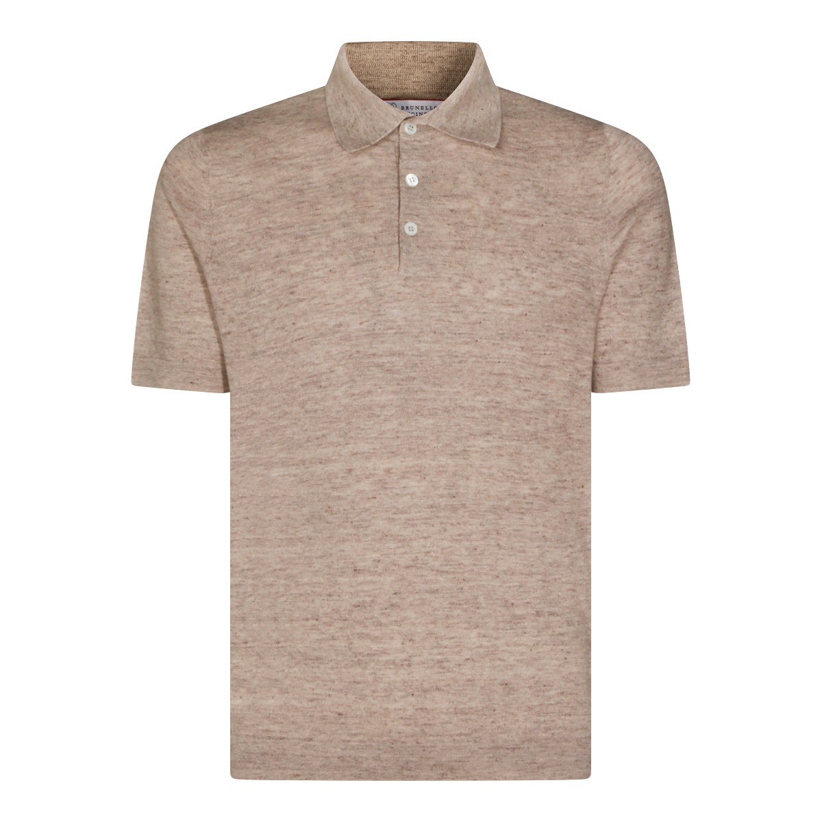 BEIGE LINEN COTTON BLEND POLO SHIRT