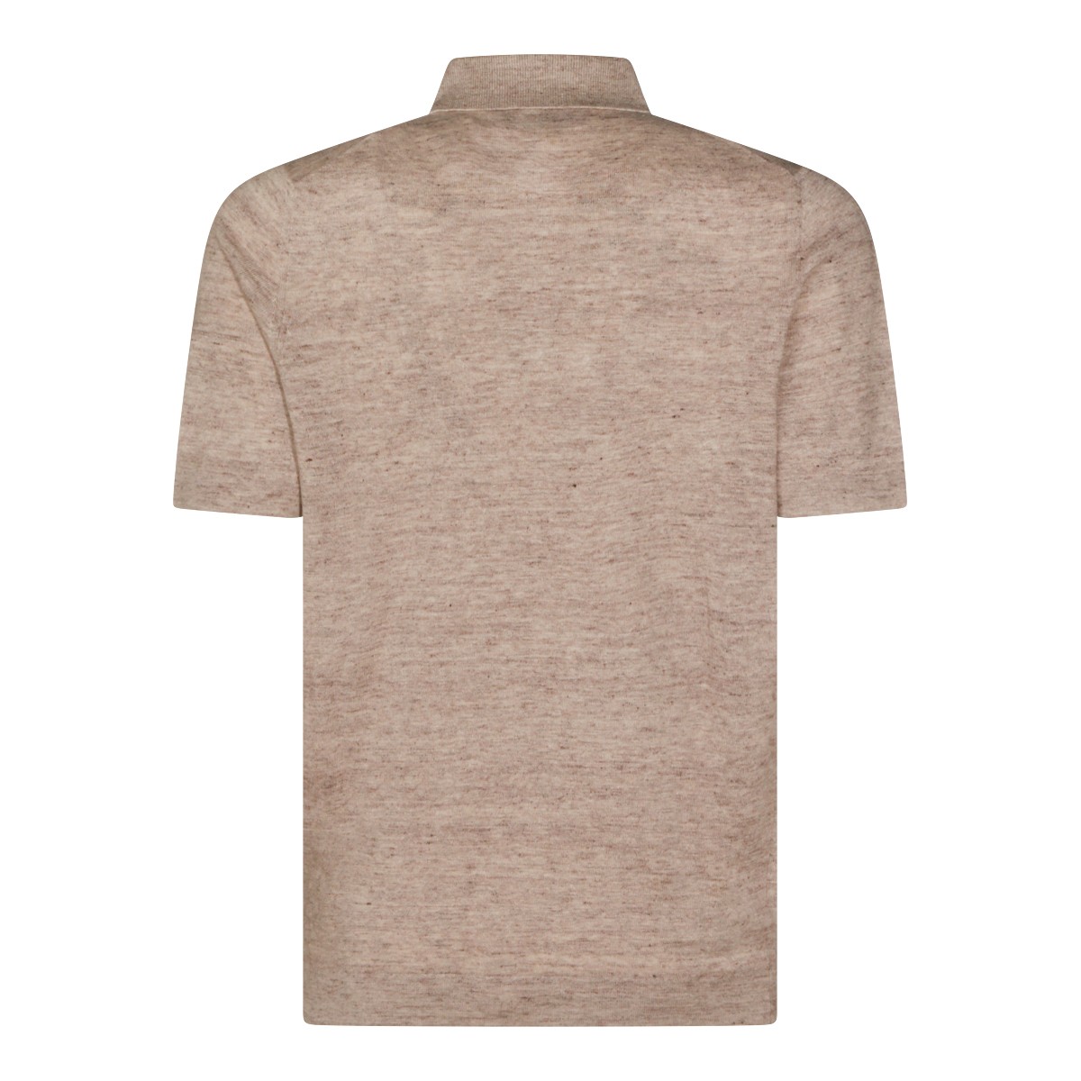 BEIGE LINEN COTTON BLEND POLO SHIRT