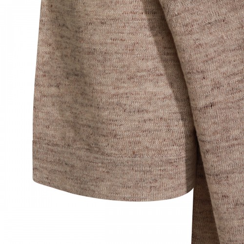 BEIGE LINEN COTTON BLEND POLO SHIRT