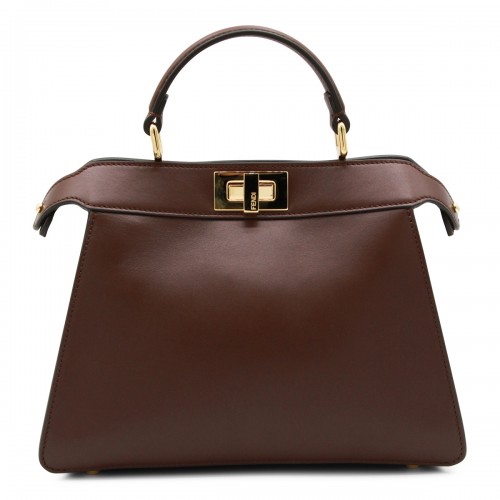 BROWN LEATHER PEKABOO ISEEU SMALL TOP HANDLE BAG