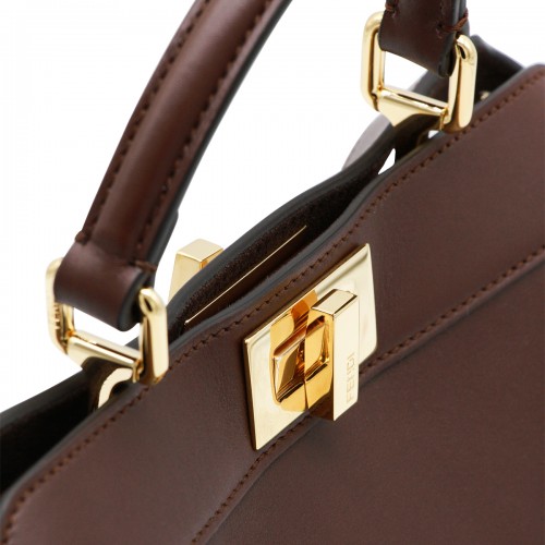 BROWN LEATHER PEKABOO ISEEU SMALL TOP HANDLE BAG