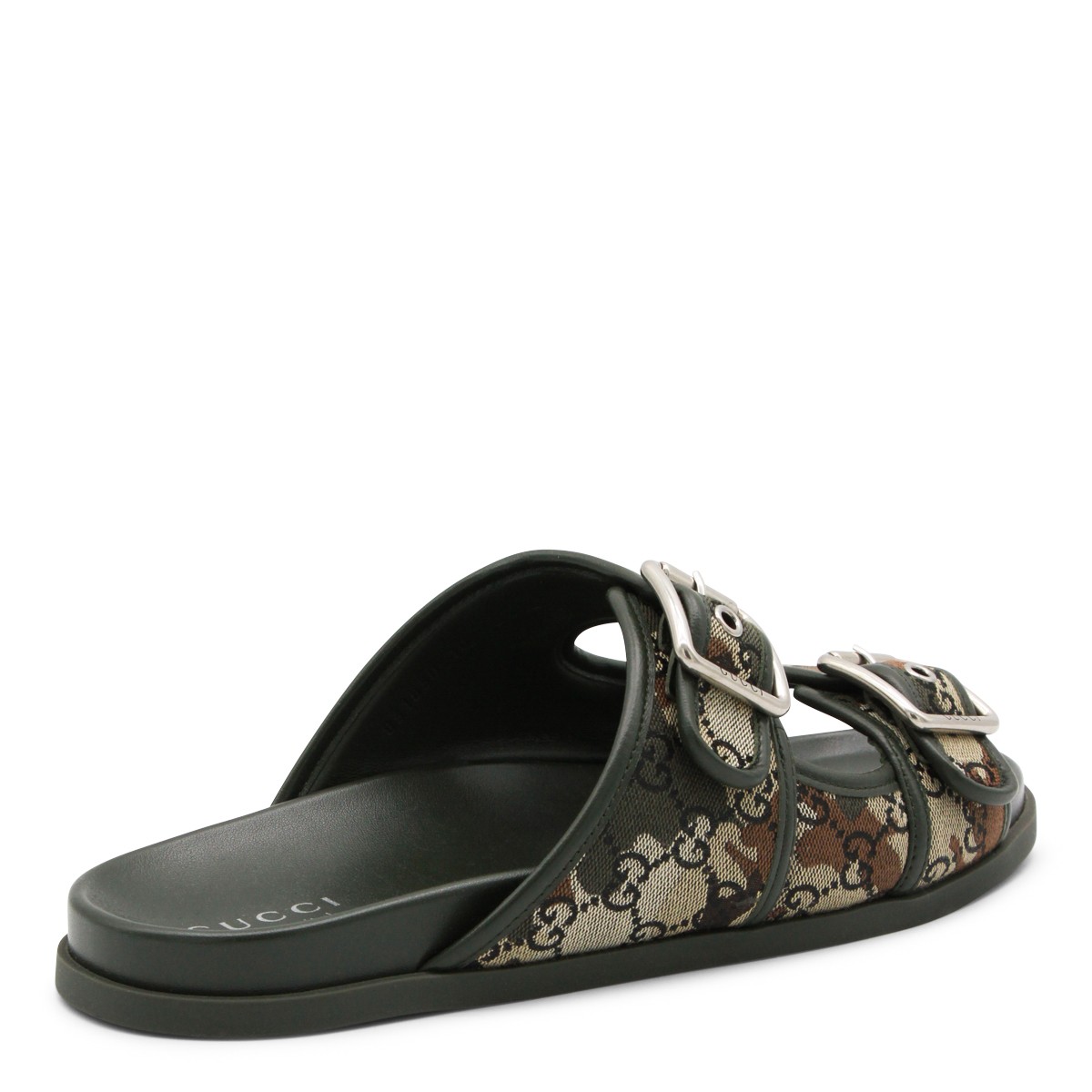 BLACK AND BEIGE LEATHER SANDALS