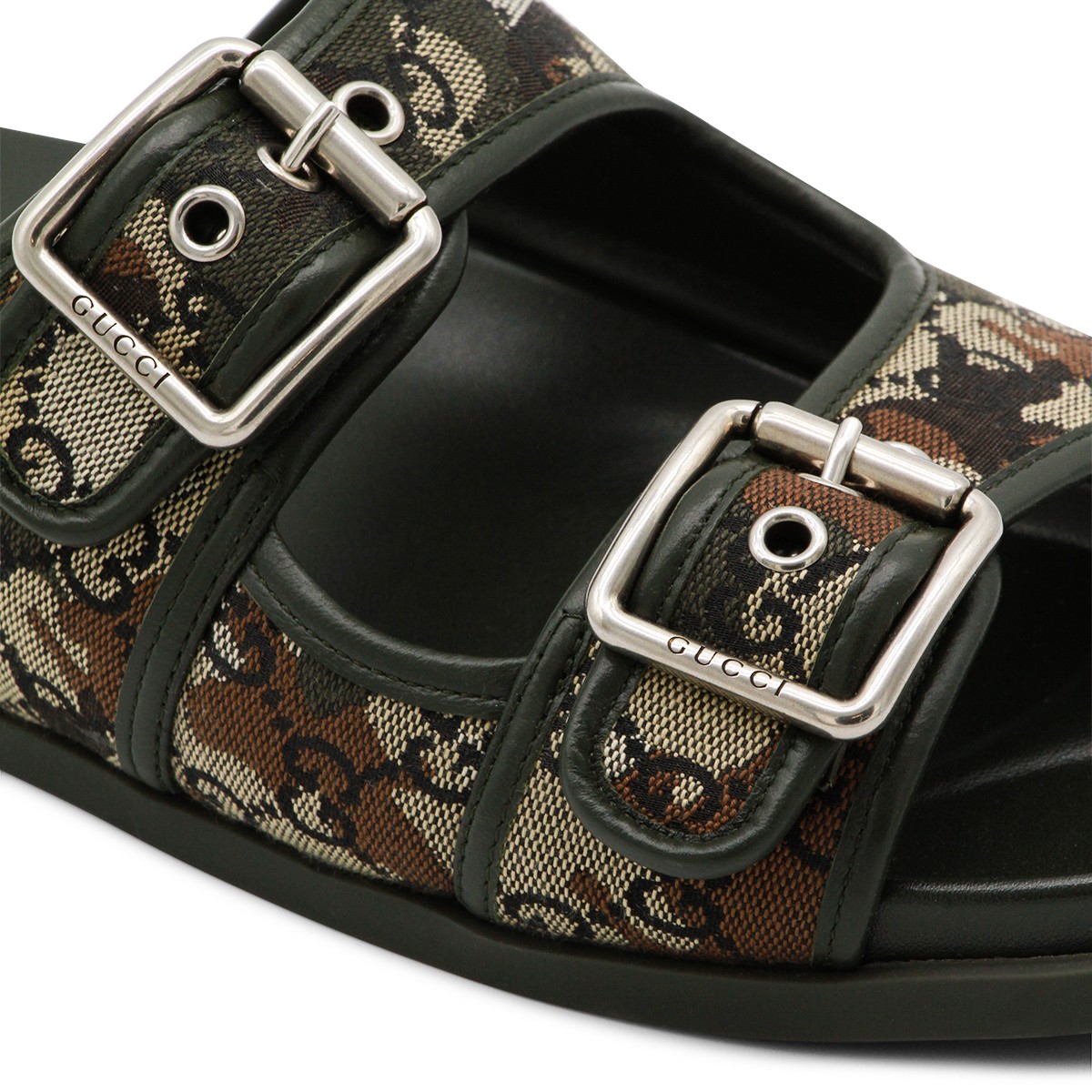 BLACK AND BEIGE LEATHER SANDALS