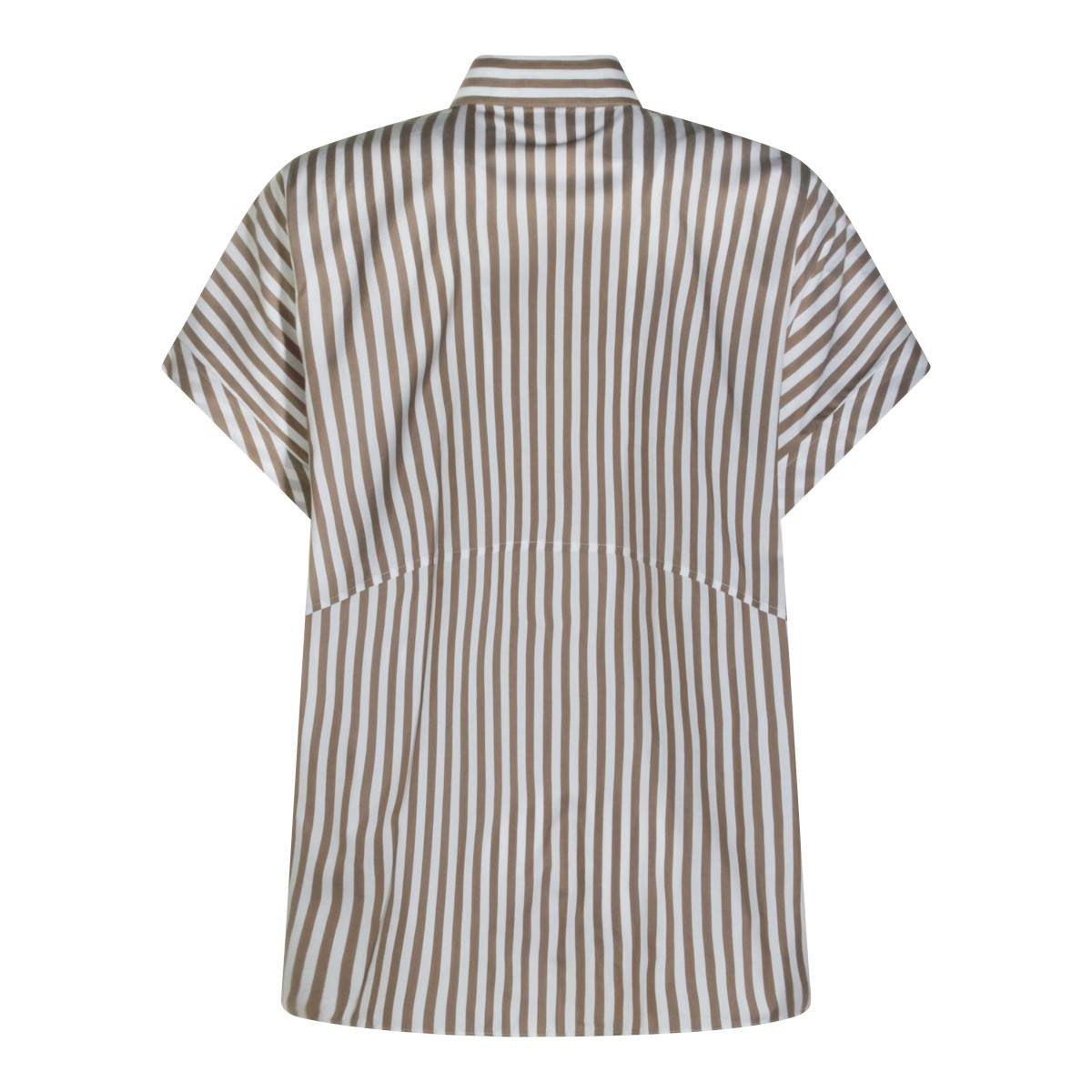 BROWN AND WHITE COTTON STRIPE SHIRT
