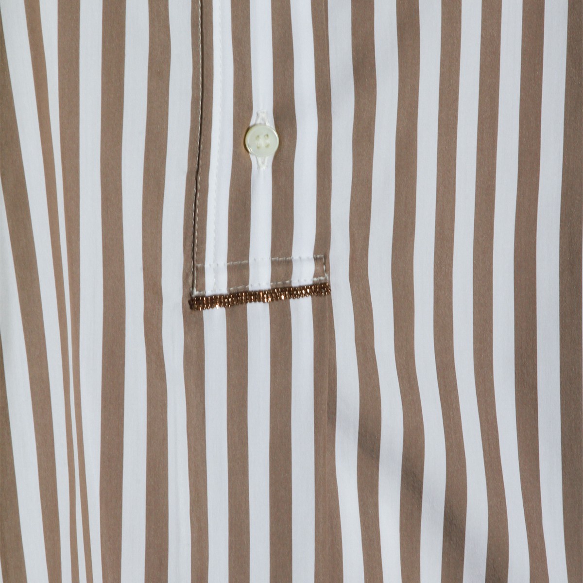 BROWN AND WHITE COTTON STRIPE SHIRT