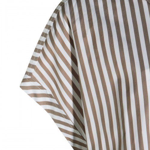 BROWN AND WHITE COTTON STRIPE SHIRT