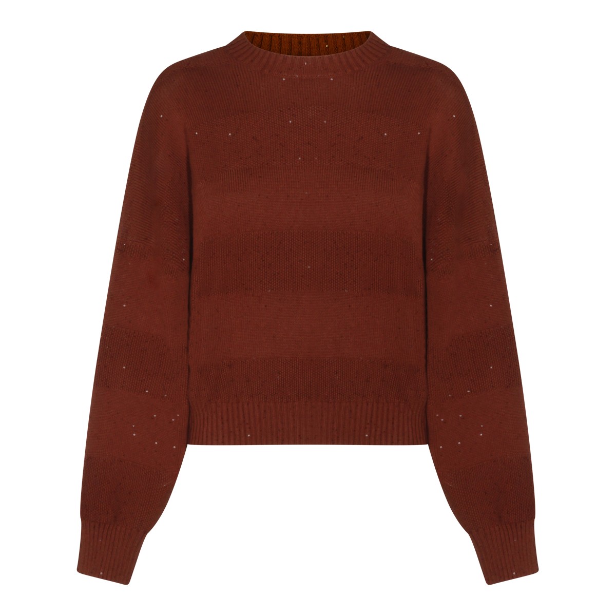 BROWN COTTON STRIPE SWEATER