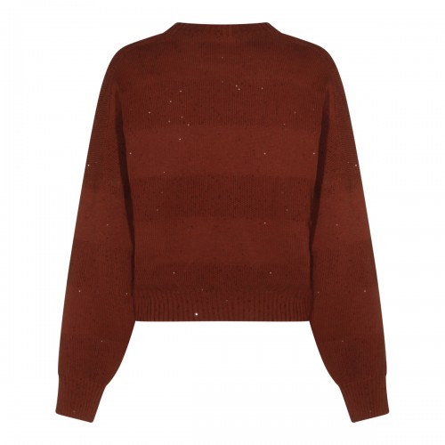 BROWN COTTON STRIPE SWEATER