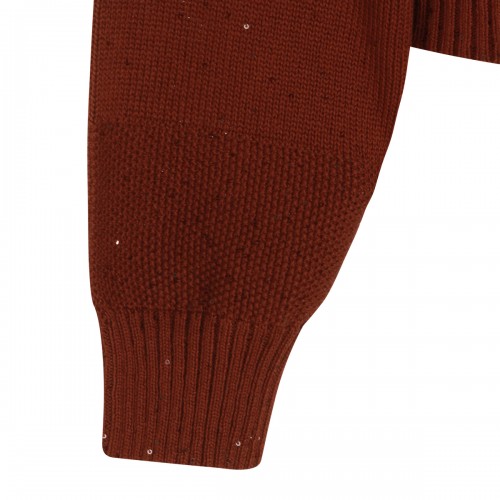 BROWN COTTON STRIPE SWEATER