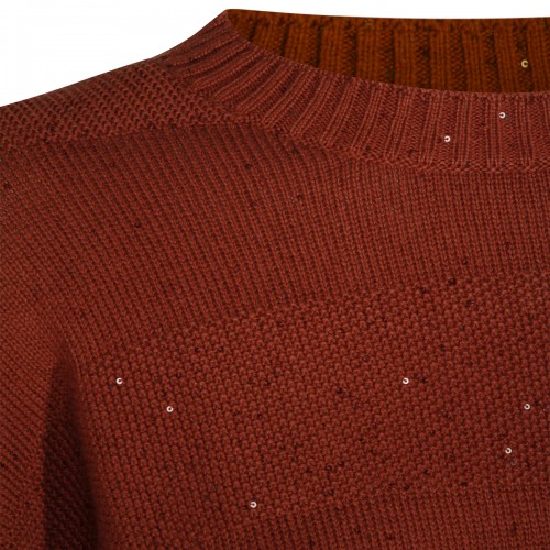 BROWN COTTON STRIPE SWEATER