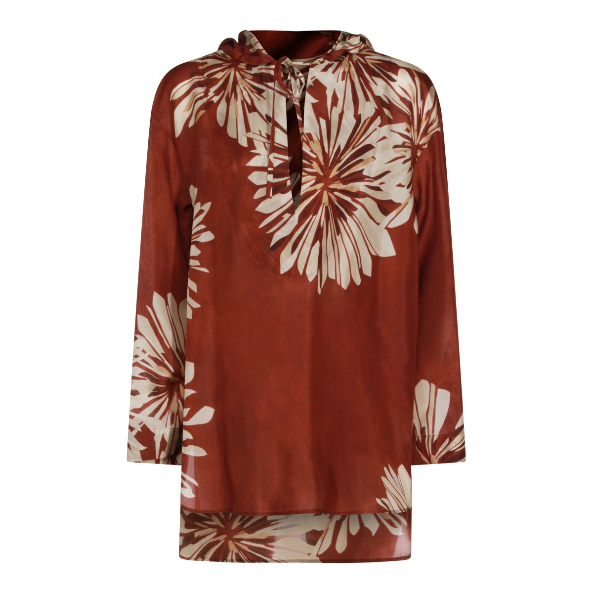 IVORY AND BROWN SILK SHIRT