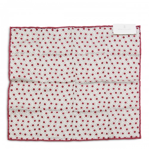 BORDEAUX AND IVORY SILK DOT SCARF
