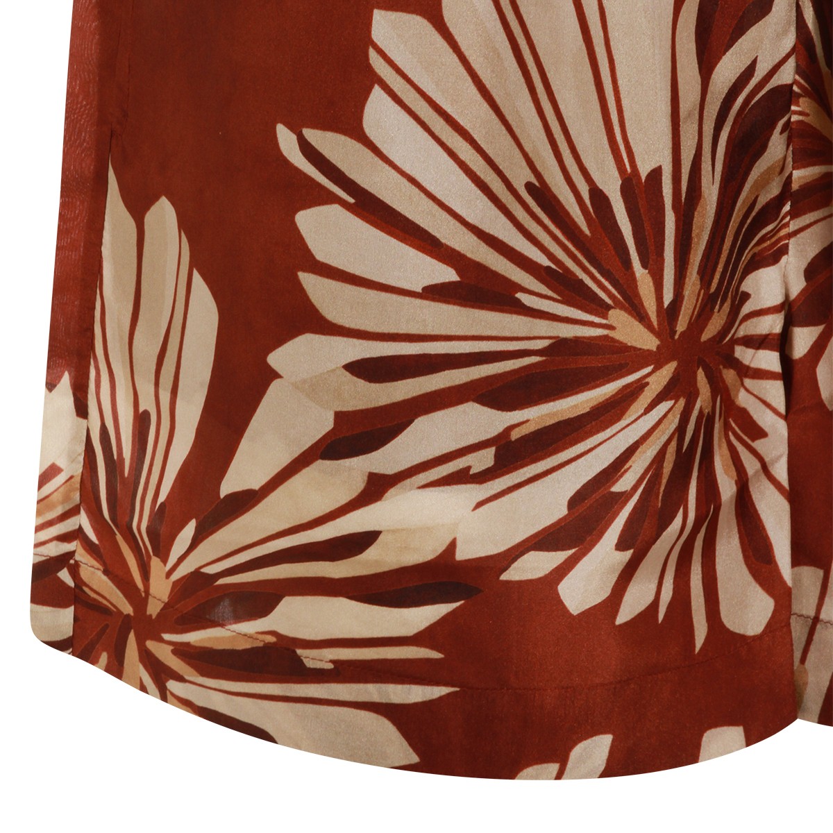 BROWN AND IVORY SILK SHORTS