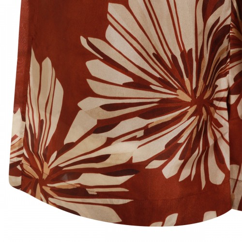 BROWN AND IVORY SILK SHORTS