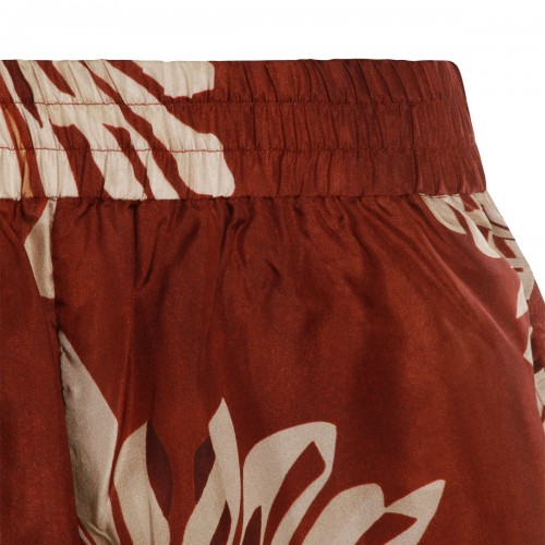 BROWN AND IVORY SILK SHORTS