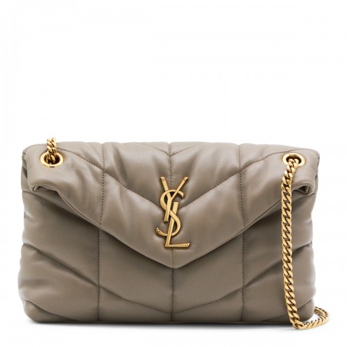 TAUPE LEATHER LOULOU PUFFER SMALL SHOULDER BAG