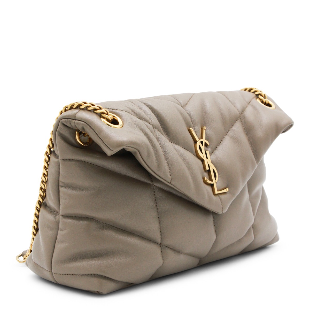 TAUPE LEATHER LOULOU PUFFER SMALL...